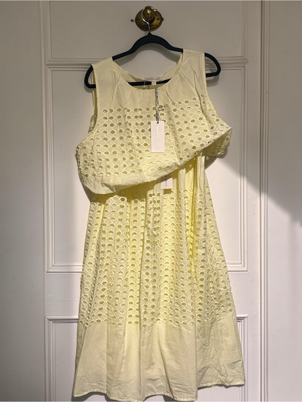 NWT Jennifer & Grace butter yellow eyelet embroidered skirt tank set - Picture 2 of 7